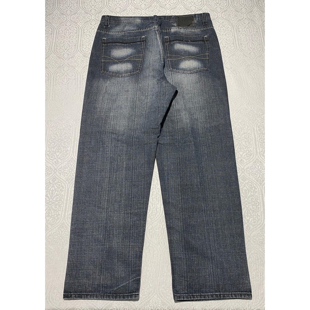 ROYAL BLUE Mens Jeans 40x34 Dark Wash Straight Wide Leg Cotton Denim Pants